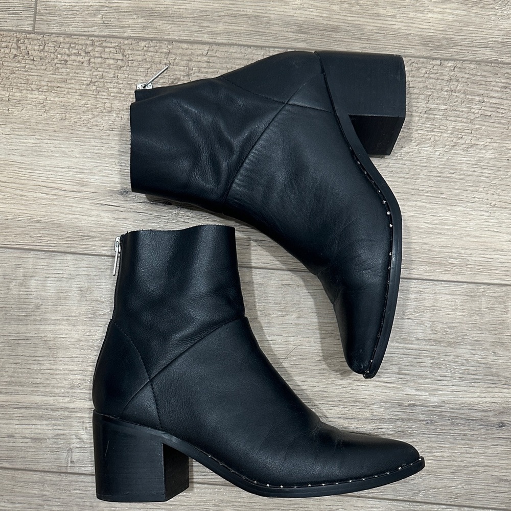 Treasure & Bond Farrah Nordstrom soft Black Leather Ankle Boots zipper studded